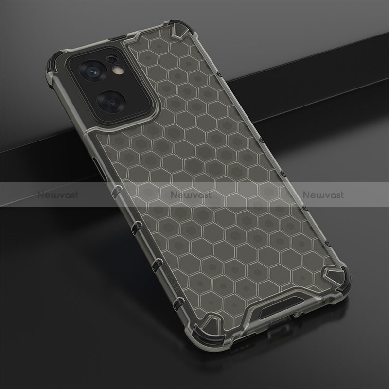 Silicone Transparent Frame Case Cover 360 Degrees AM2 for Oppo Reno7 SE 5G Black