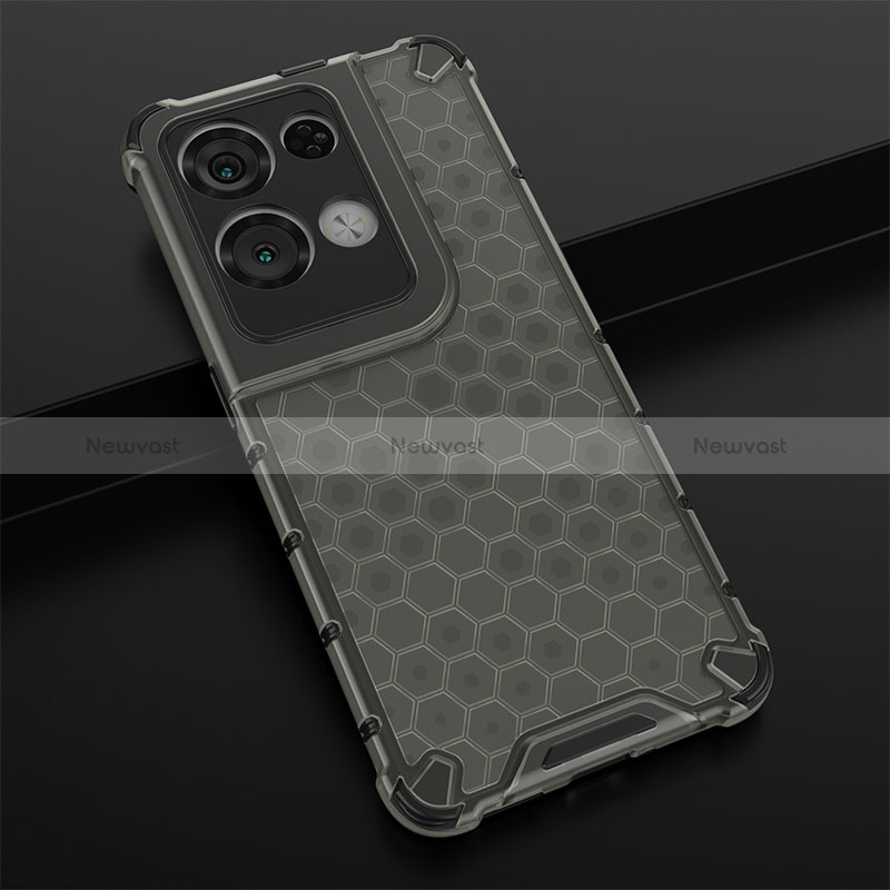 Silicone Transparent Frame Case Cover 360 Degrees AM2 for Oppo Reno8 Pro+ Plus 5G Black