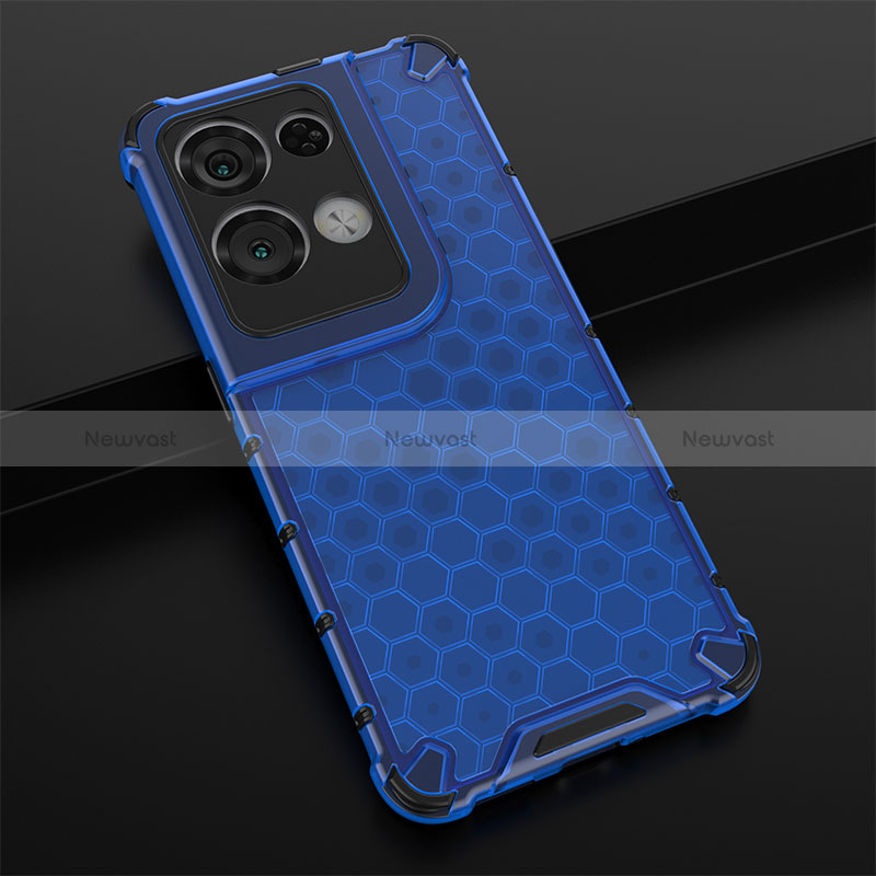 Silicone Transparent Frame Case Cover 360 Degrees AM2 for Oppo Reno8 Pro+ Plus 5G Blue