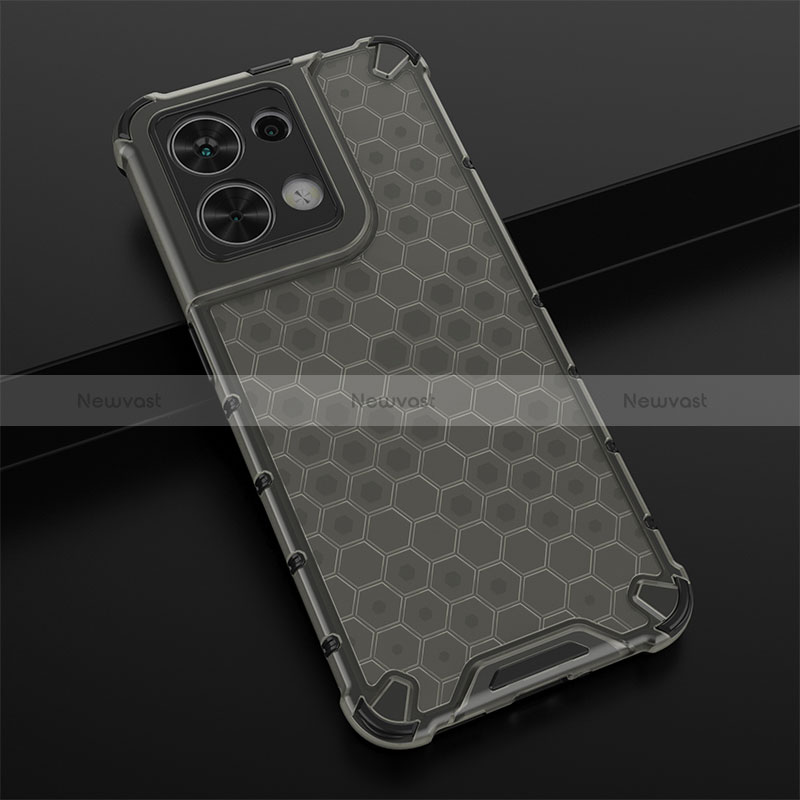 Silicone Transparent Frame Case Cover 360 Degrees AM2 for Oppo Reno9 5G Black