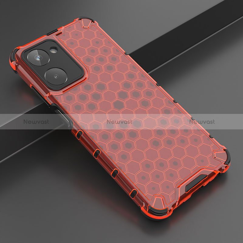 Silicone Transparent Frame Case Cover 360 Degrees AM2 for Realme 10 4G Red