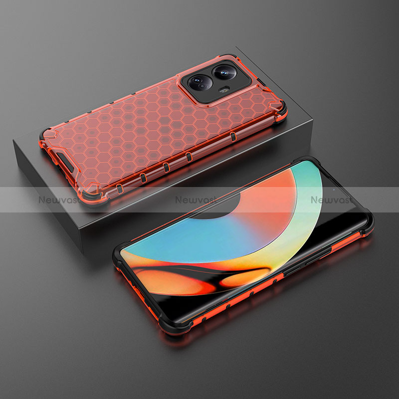 Silicone Transparent Frame Case Cover 360 Degrees AM2 for Realme 10 Pro+ Plus 5G Red