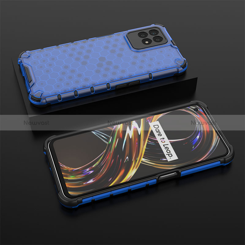 Silicone Transparent Frame Case Cover 360 Degrees AM2 for Realme 8i Blue