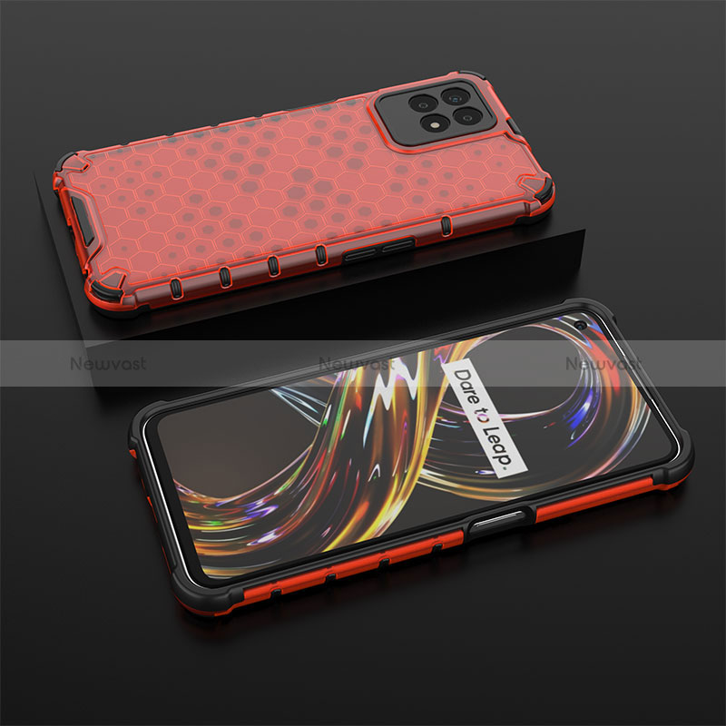 Silicone Transparent Frame Case Cover 360 Degrees AM2 for Realme 8i Red