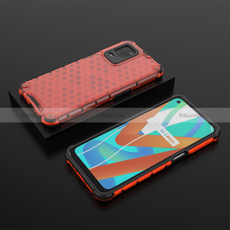 Silicone Transparent Frame Case Cover 360 Degrees AM2 for Realme 8s 5G Red