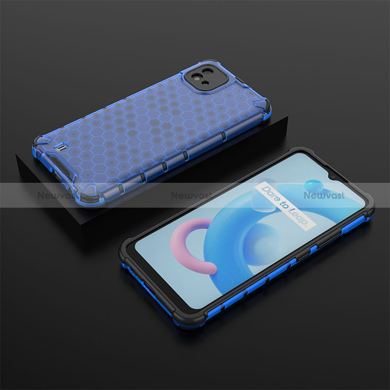 Silicone Transparent Frame Case Cover 360 Degrees AM2 for Realme C11 (2021) Blue