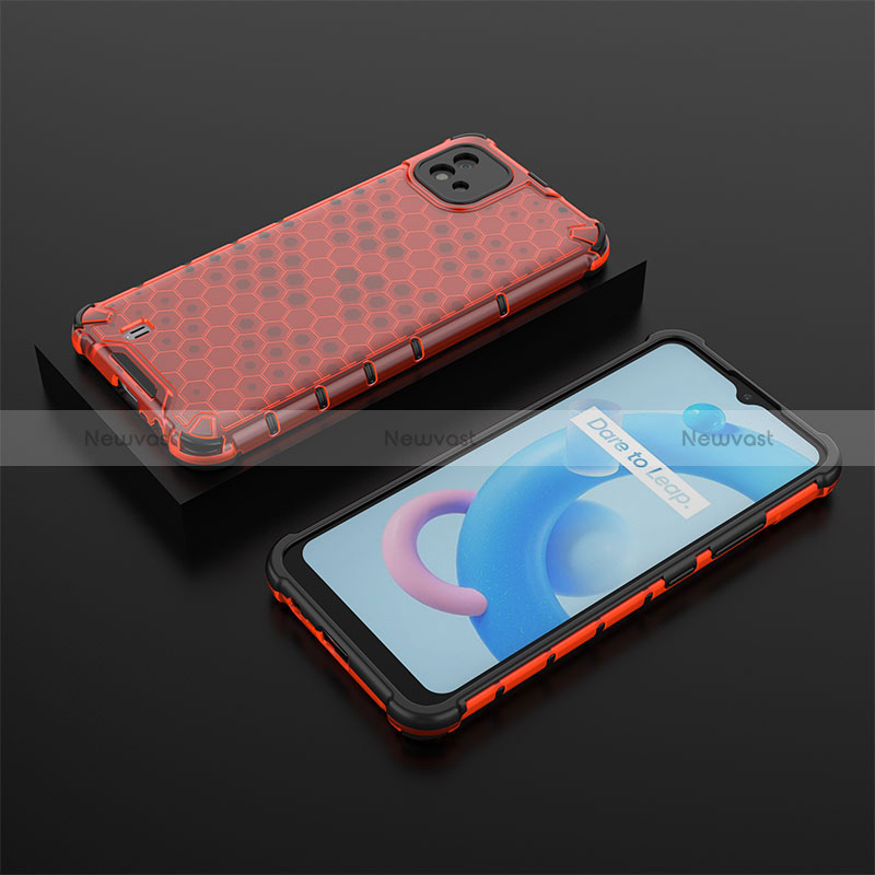 Silicone Transparent Frame Case Cover 360 Degrees AM2 for Realme C11 (2021) Red