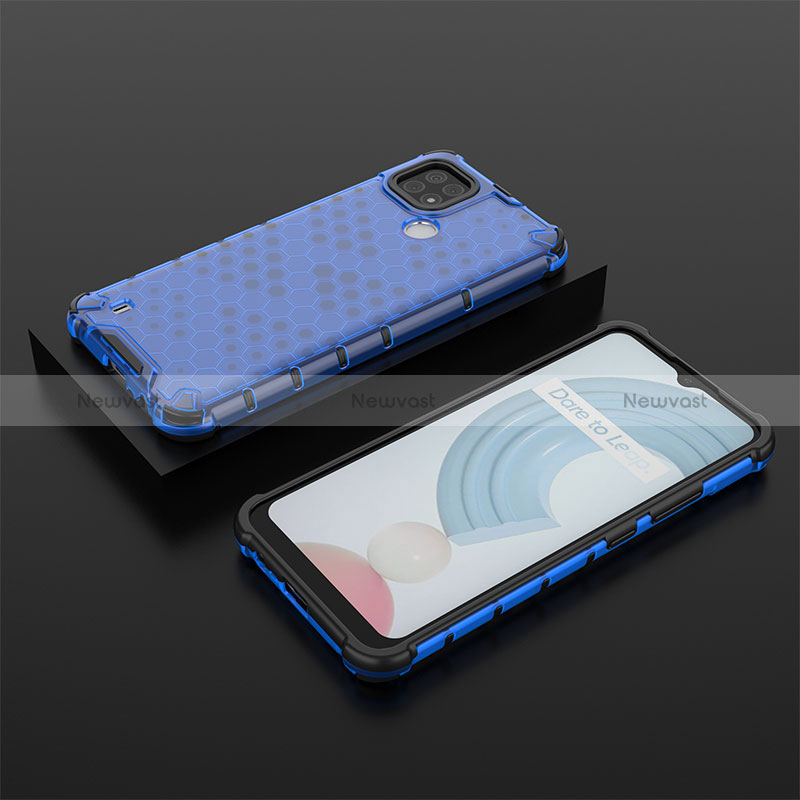 Silicone Transparent Frame Case Cover 360 Degrees AM2 for Realme C21 Blue