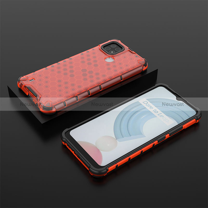 Silicone Transparent Frame Case Cover 360 Degrees AM2 for Realme C21 Red