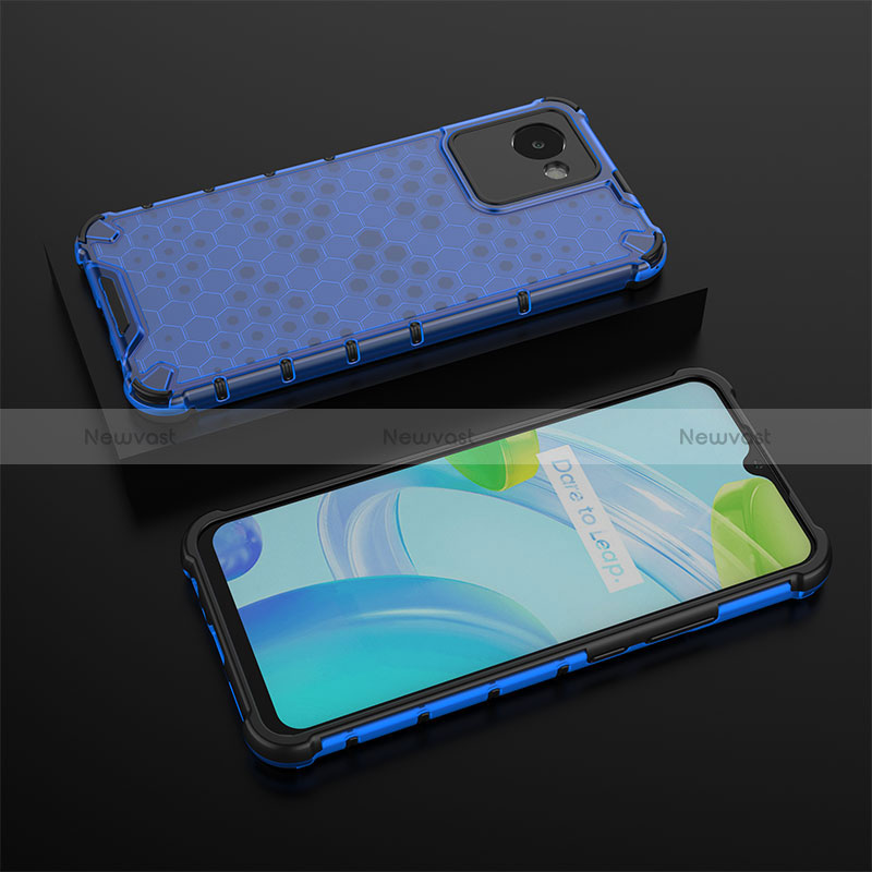 Silicone Transparent Frame Case Cover 360 Degrees AM2 for Realme C30s Blue