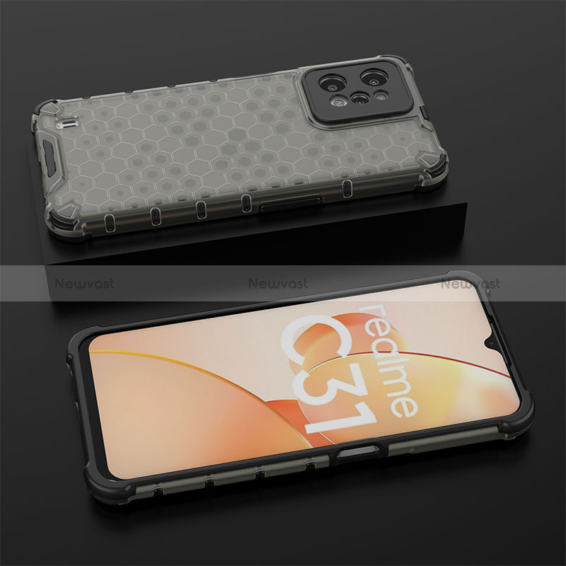 Silicone Transparent Frame Case Cover 360 Degrees AM2 for Realme C31 Black