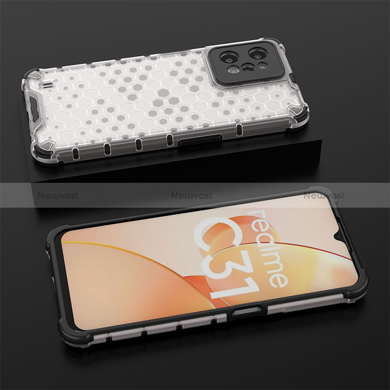 Silicone Transparent Frame Case Cover 360 Degrees AM2 for Realme C31 White