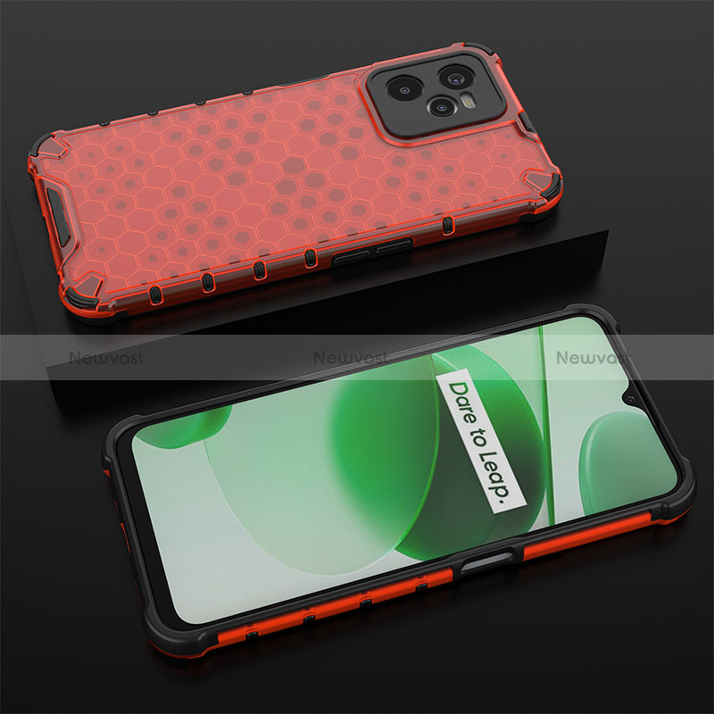 Silicone Transparent Frame Case Cover 360 Degrees AM2 for Realme C35 Red