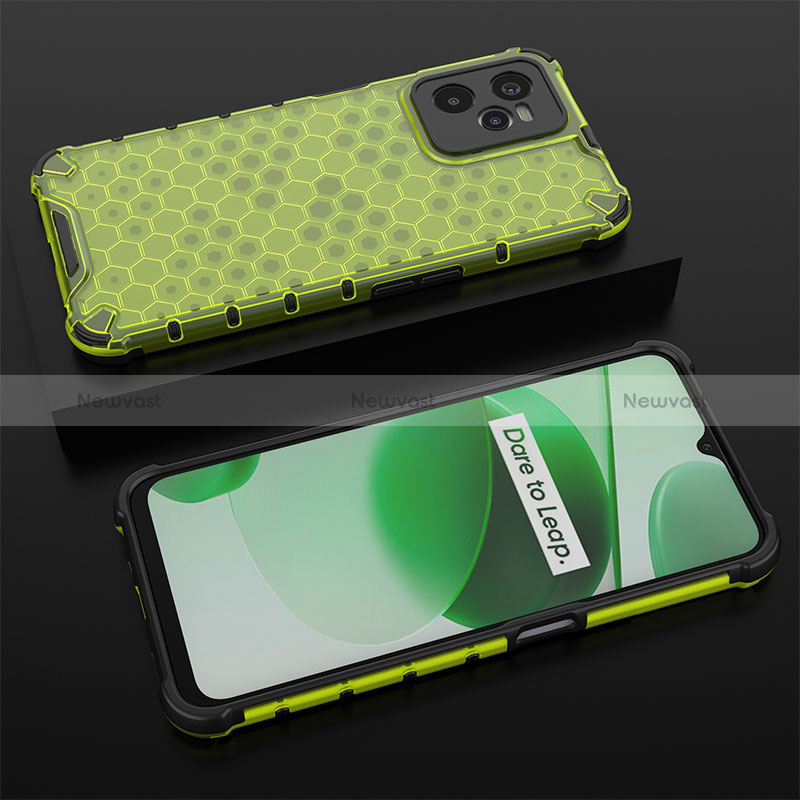 Silicone Transparent Frame Case Cover 360 Degrees AM2 for Realme Narzo 50A Prime Green