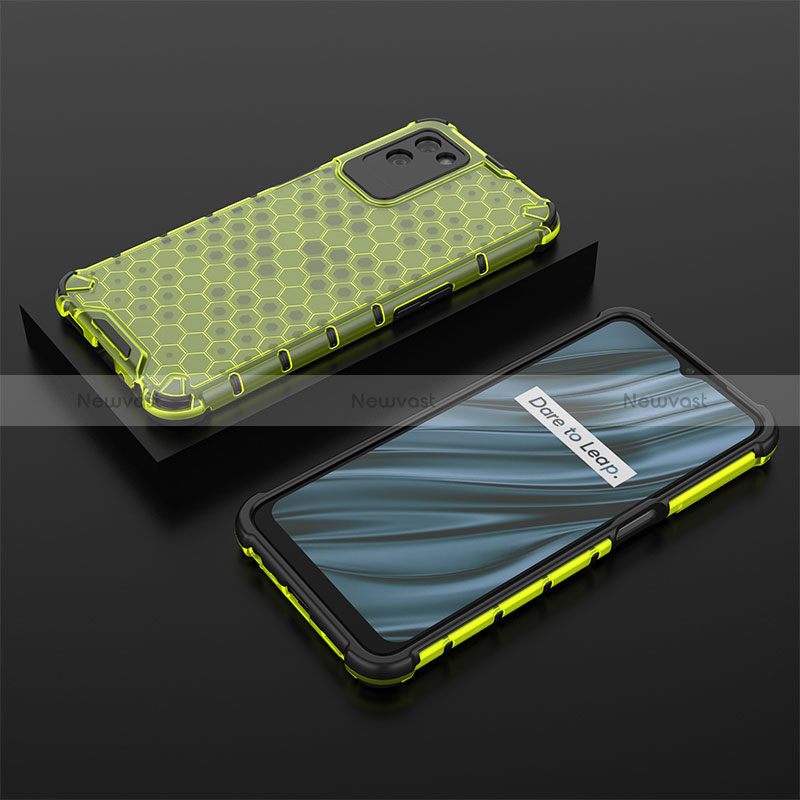 Silicone Transparent Frame Case Cover 360 Degrees AM2 for Realme V11 5G Green