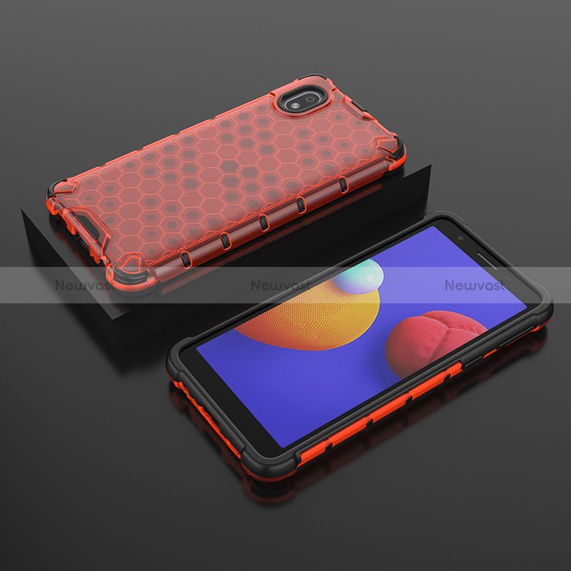 Silicone Transparent Frame Case Cover 360 Degrees AM2 for Samsung Galaxy A01 Core Red