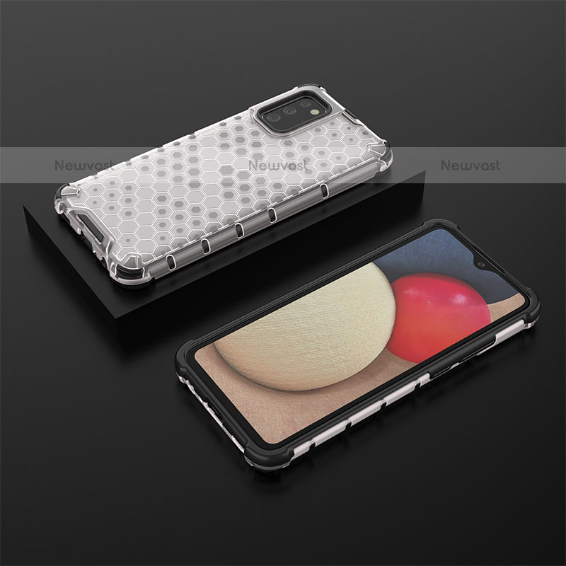 Silicone Transparent Frame Case Cover 360 Degrees AM2 for Samsung Galaxy A02s White