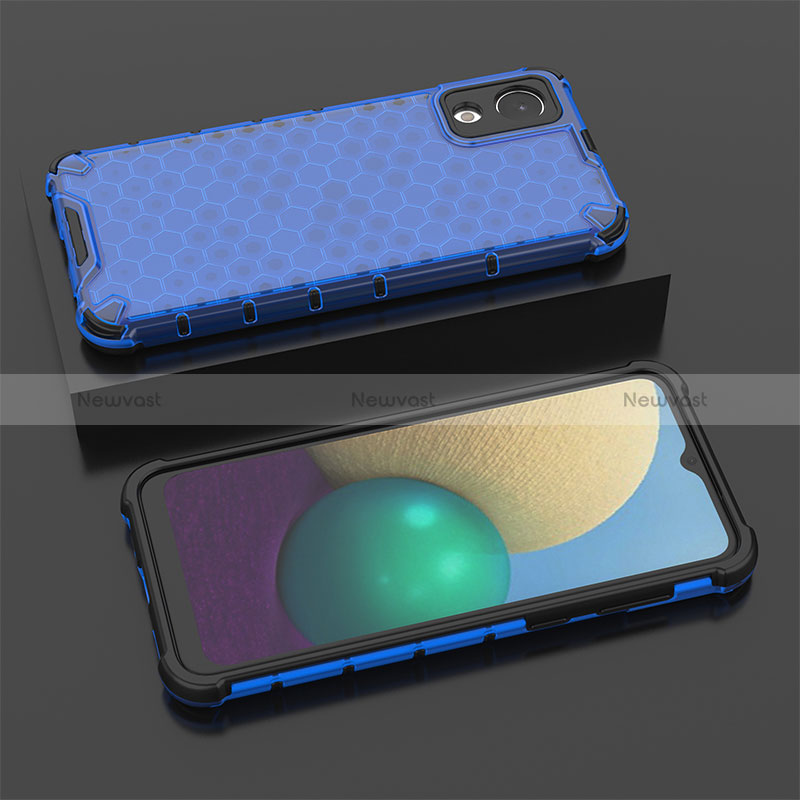 Silicone Transparent Frame Case Cover 360 Degrees AM2 for Samsung Galaxy A03 Core Blue