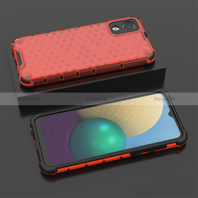 Silicone Transparent Frame Case Cover 360 Degrees AM2 for Samsung Galaxy A03 Core Red