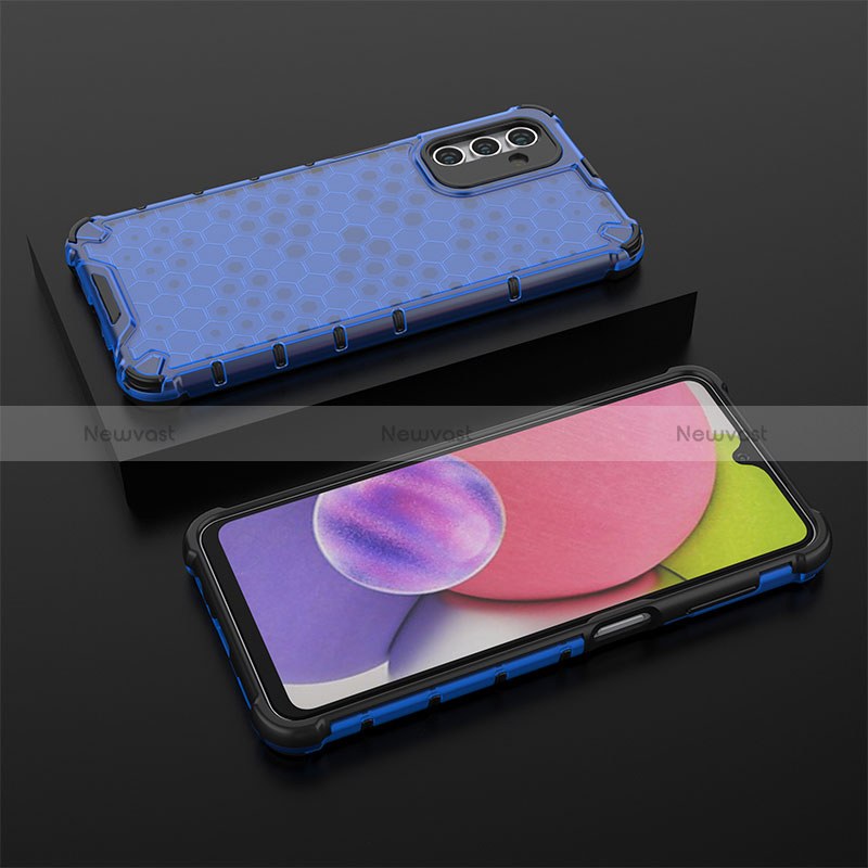 Silicone Transparent Frame Case Cover 360 Degrees AM2 for Samsung Galaxy A04s Blue