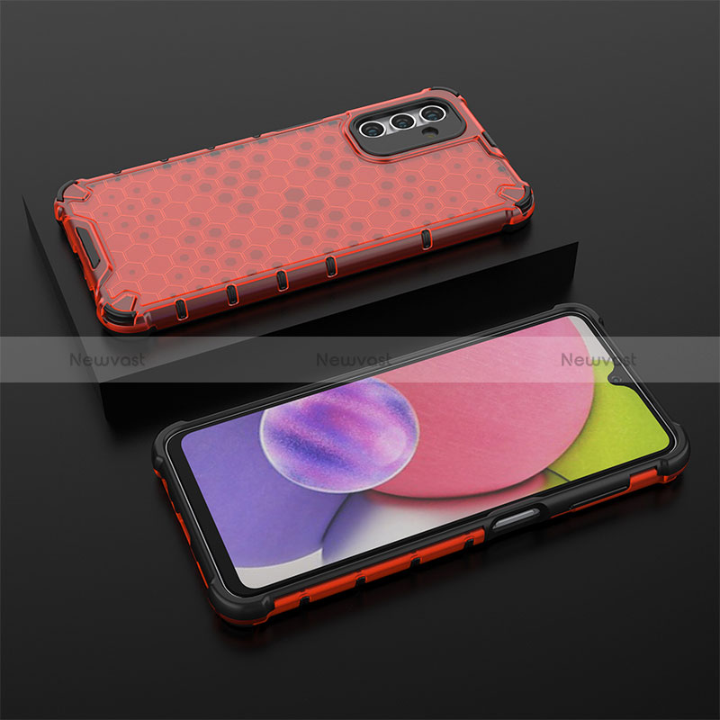 Silicone Transparent Frame Case Cover 360 Degrees AM2 for Samsung Galaxy A04s Red