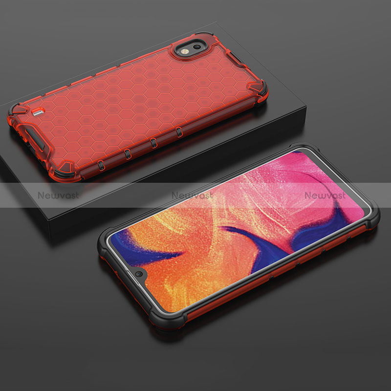 Silicone Transparent Frame Case Cover 360 Degrees AM2 for Samsung Galaxy A10 Red