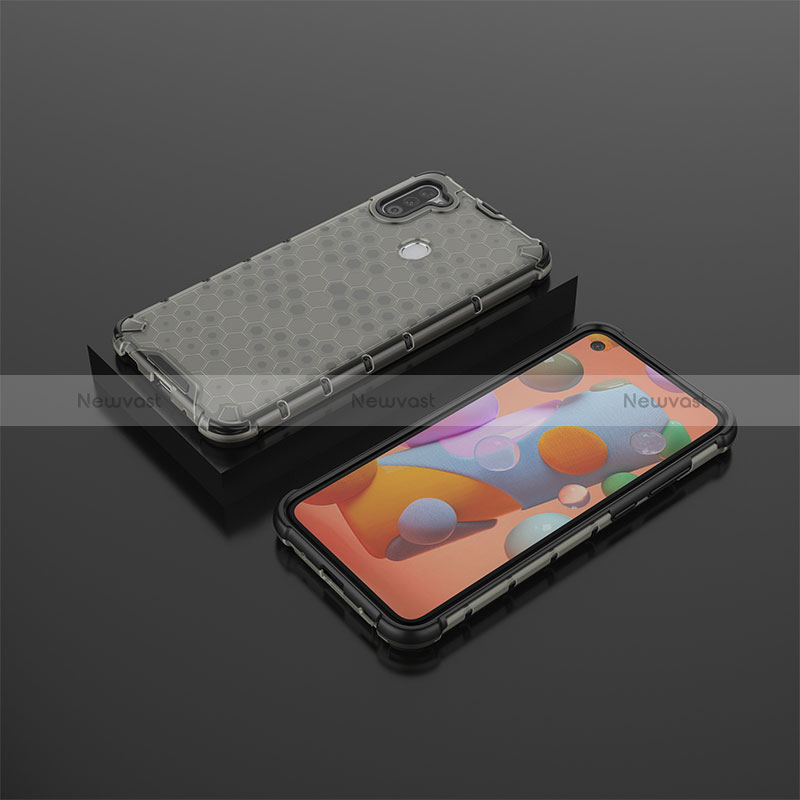 Silicone Transparent Frame Case Cover 360 Degrees AM2 for Samsung Galaxy A11 Black