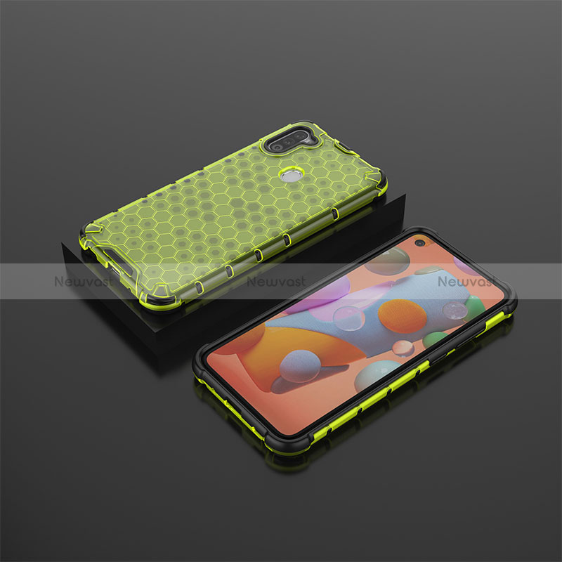 Silicone Transparent Frame Case Cover 360 Degrees AM2 for Samsung Galaxy A11 Green