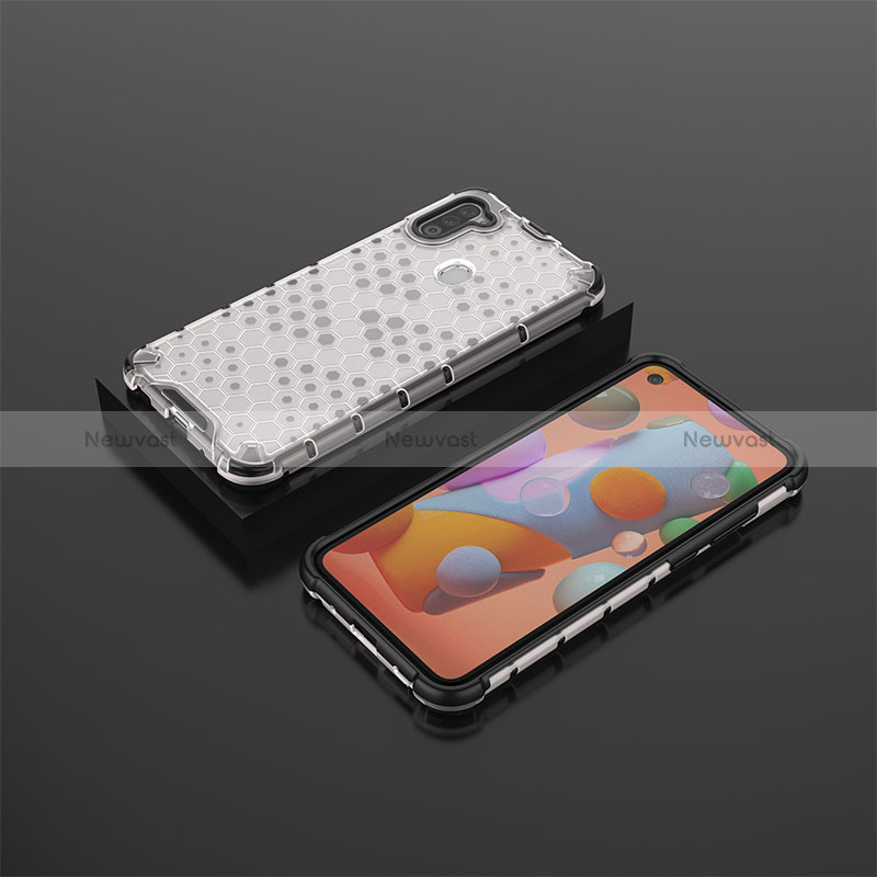 Silicone Transparent Frame Case Cover 360 Degrees AM2 for Samsung Galaxy A11 White