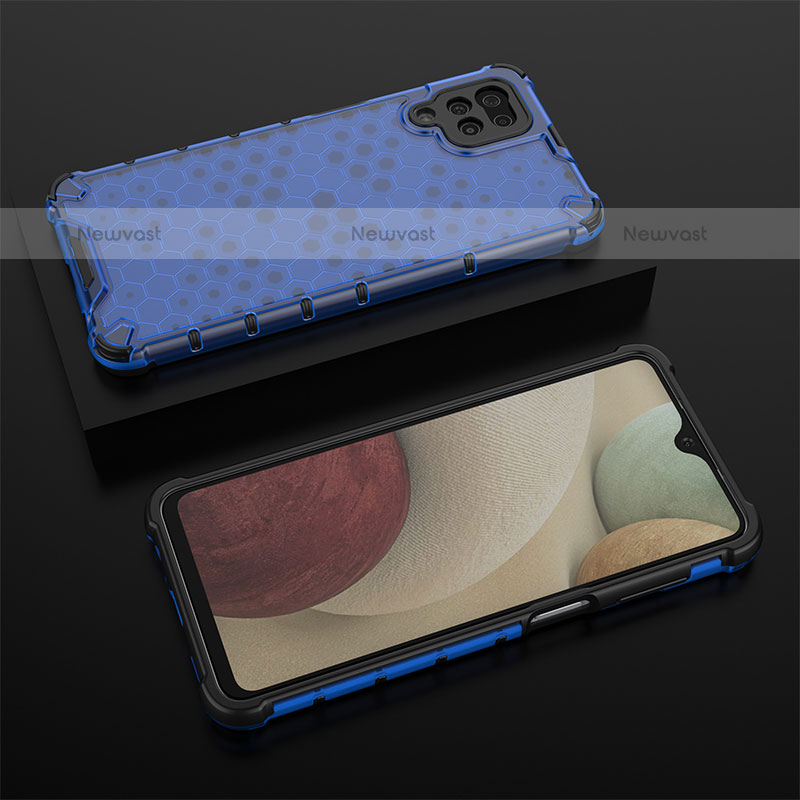 Silicone Transparent Frame Case Cover 360 Degrees AM2 for Samsung Galaxy A12 Blue