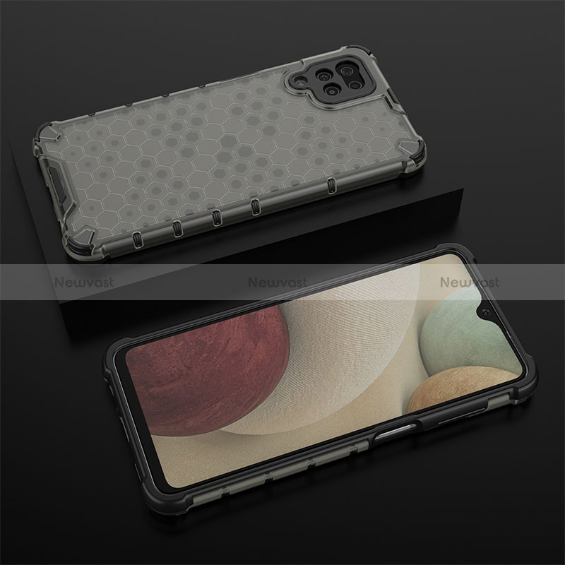 Silicone Transparent Frame Case Cover 360 Degrees AM2 for Samsung Galaxy A12 Nacho Black