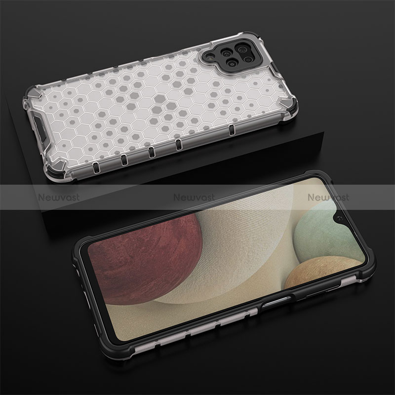 Silicone Transparent Frame Case Cover 360 Degrees AM2 for Samsung Galaxy A12 Nacho White
