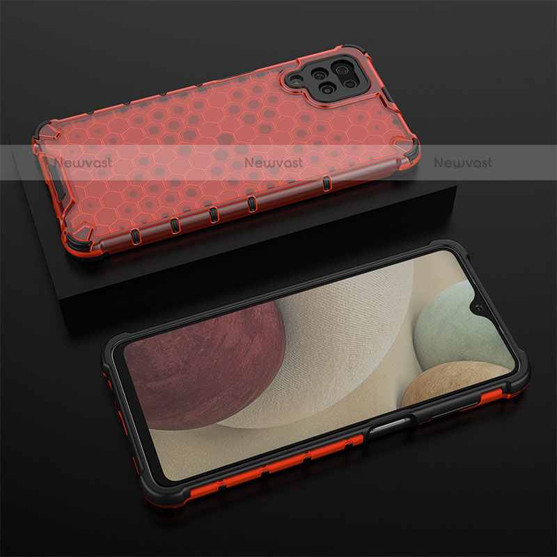 Silicone Transparent Frame Case Cover 360 Degrees AM2 for Samsung Galaxy A12 Red