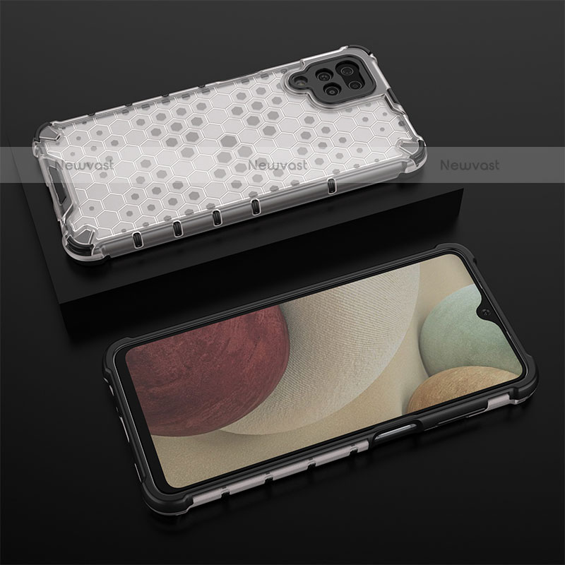 Silicone Transparent Frame Case Cover 360 Degrees AM2 for Samsung Galaxy A12 White