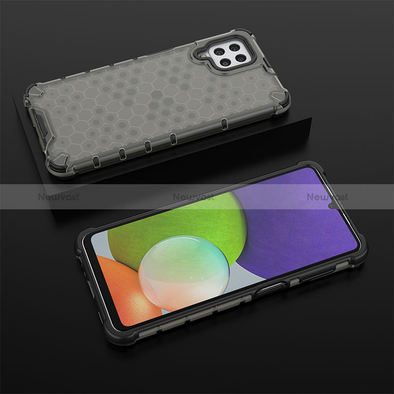 Silicone Transparent Frame Case Cover 360 Degrees AM2 for Samsung Galaxy A22 4G Black