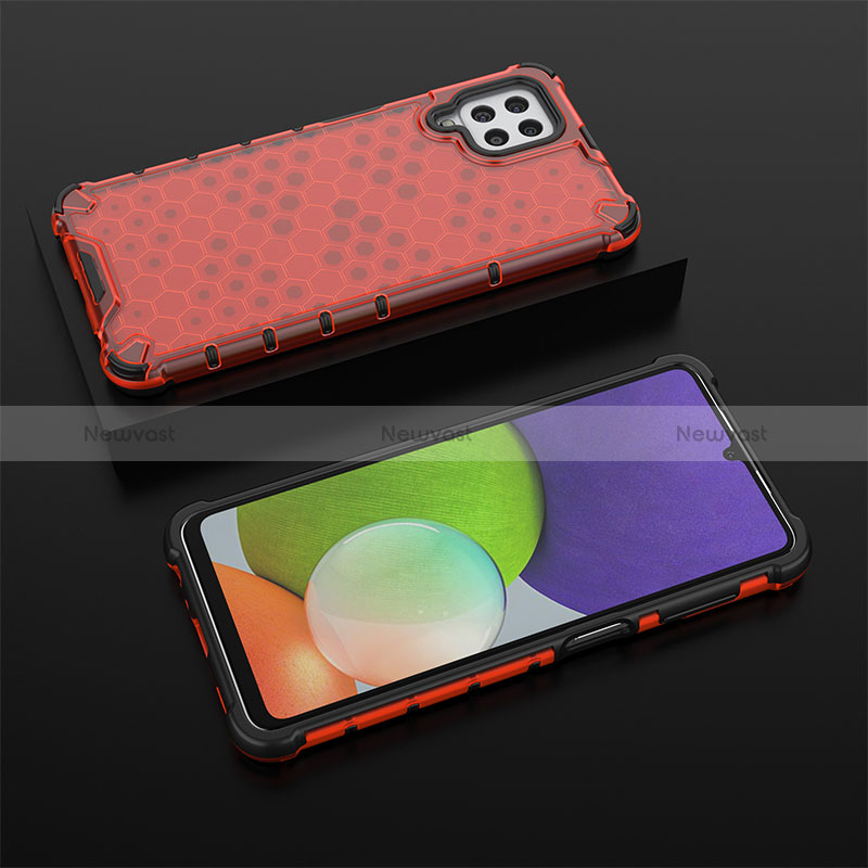 Silicone Transparent Frame Case Cover 360 Degrees AM2 for Samsung Galaxy A22 4G Red