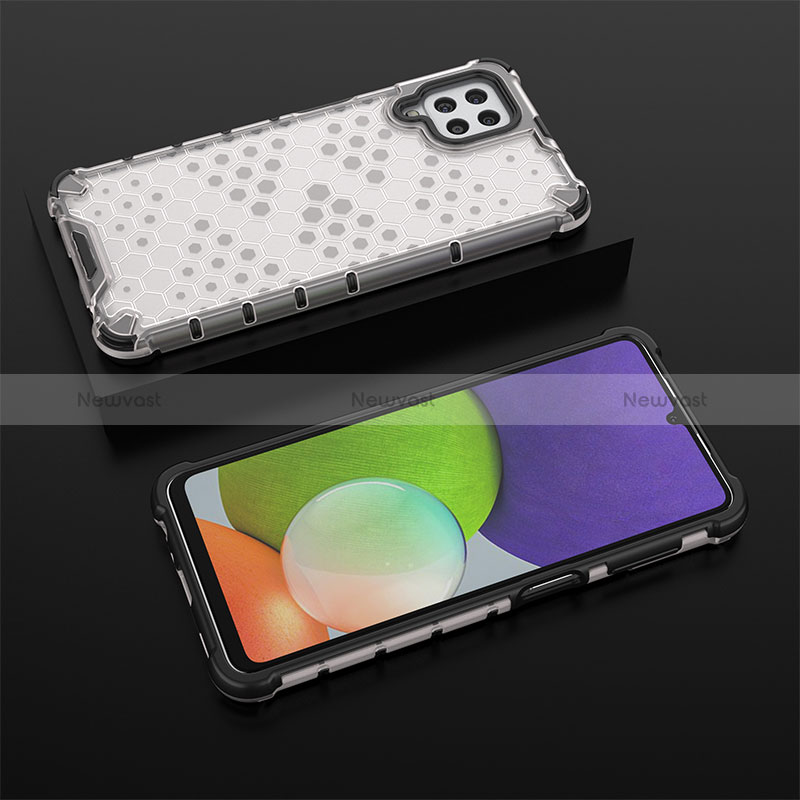 Silicone Transparent Frame Case Cover 360 Degrees AM2 for Samsung Galaxy A22 4G White