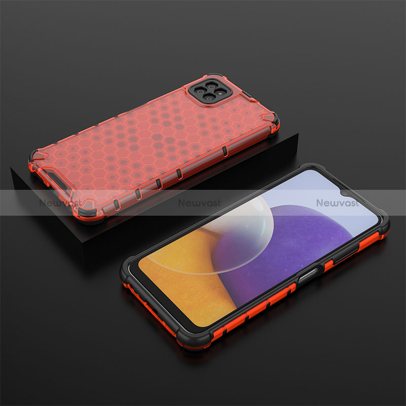 Silicone Transparent Frame Case Cover 360 Degrees AM2 for Samsung Galaxy A22 5G Red