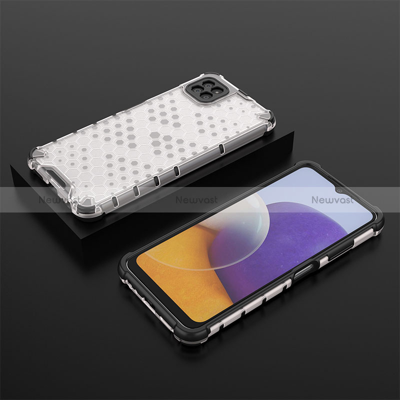 Silicone Transparent Frame Case Cover 360 Degrees AM2 for Samsung Galaxy A22 5G White