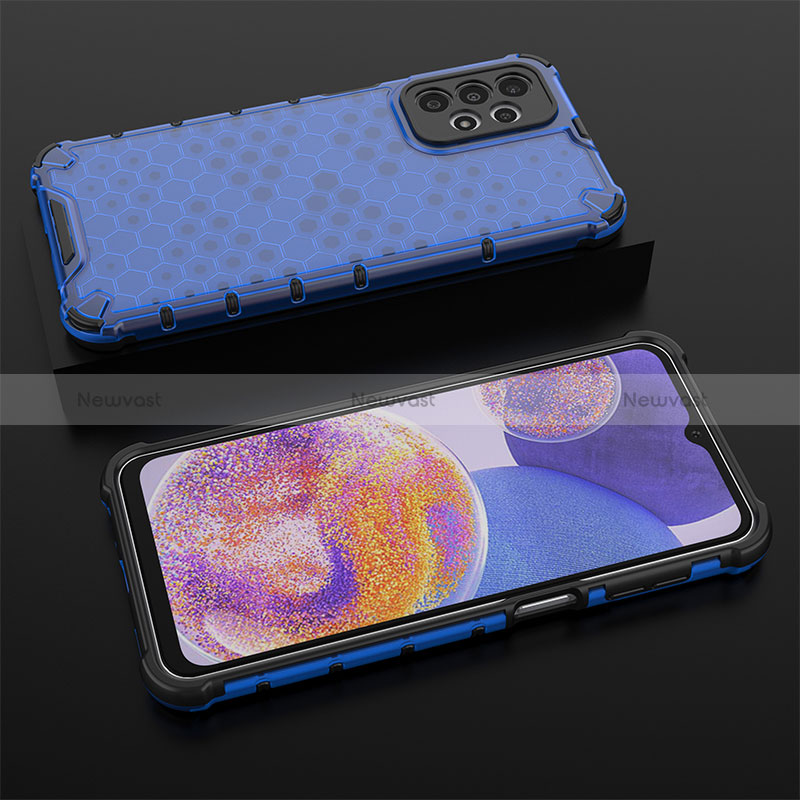 Silicone Transparent Frame Case Cover 360 Degrees AM2 for Samsung Galaxy A23 4G Blue