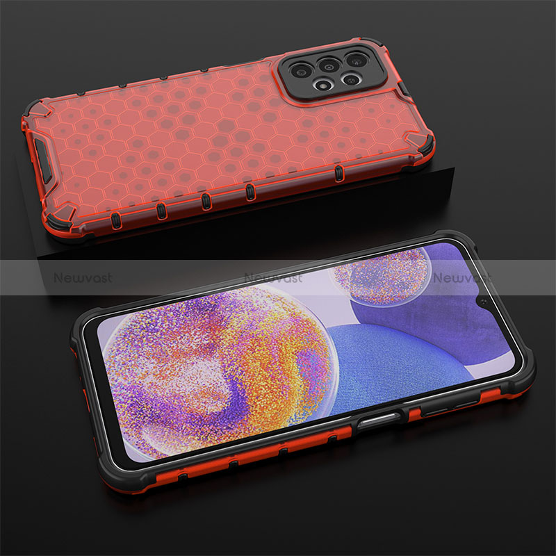 Silicone Transparent Frame Case Cover 360 Degrees AM2 for Samsung Galaxy A23 4G Red