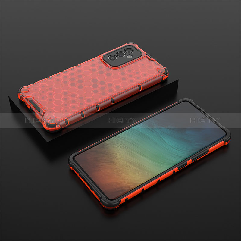 Silicone Transparent Frame Case Cover 360 Degrees AM2 for Samsung Galaxy A24 4G Red