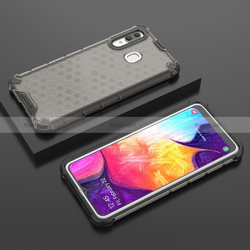 Silicone Transparent Frame Case Cover 360 Degrees AM2 for Samsung Galaxy A30 Black