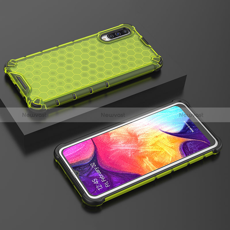 Silicone Transparent Frame Case Cover 360 Degrees AM2 for Samsung Galaxy A30S Green