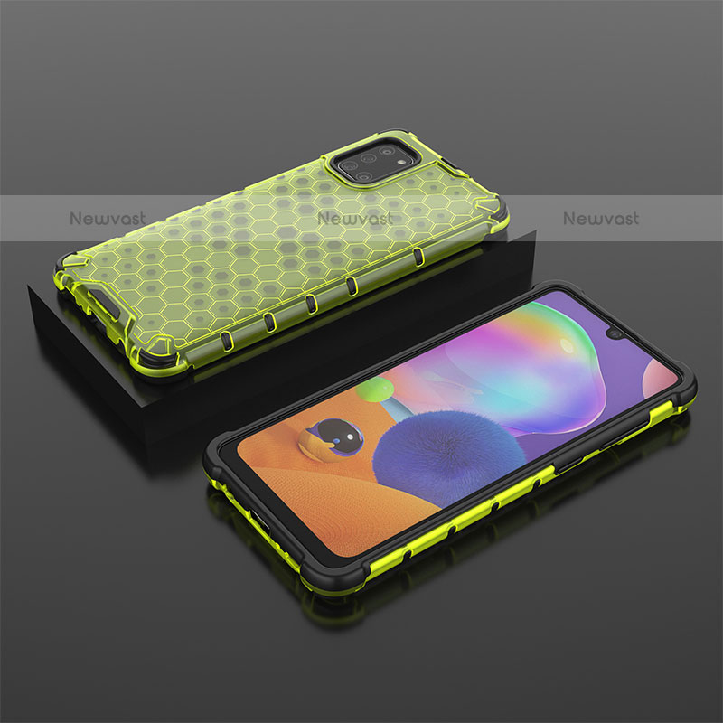 Silicone Transparent Frame Case Cover 360 Degrees AM2 for Samsung Galaxy A31 Green