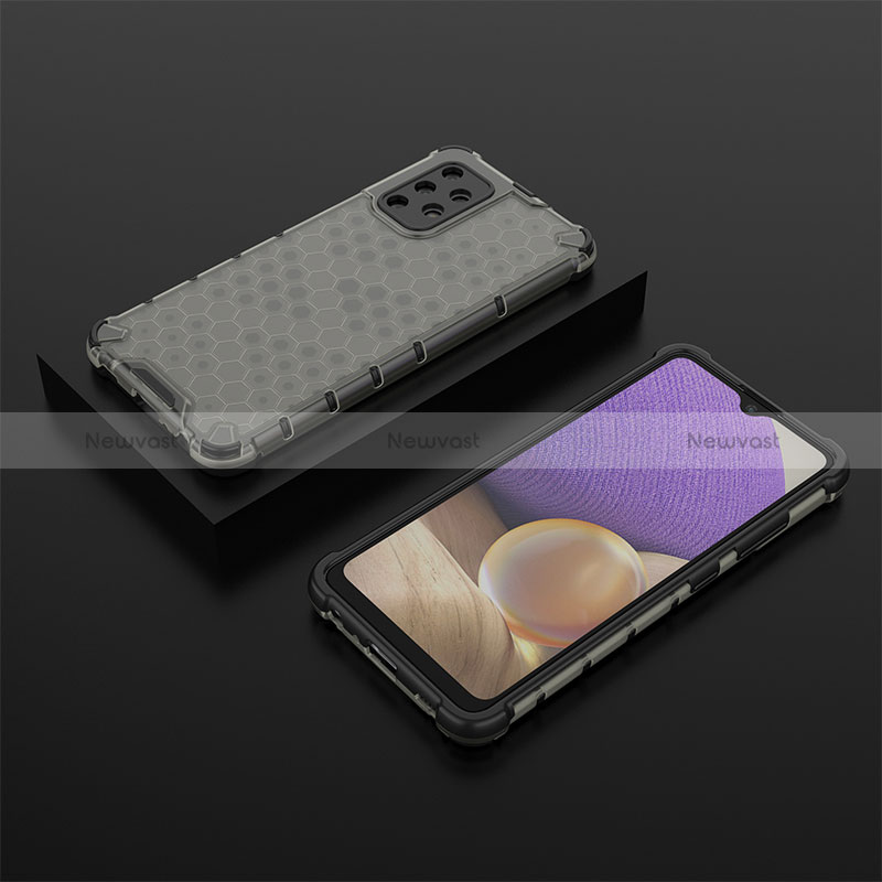 Silicone Transparent Frame Case Cover 360 Degrees AM2 for Samsung Galaxy A32 4G Black