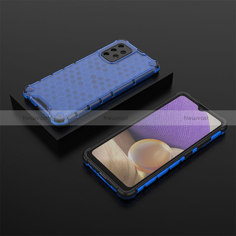 Silicone Transparent Frame Case Cover 360 Degrees AM2 for Samsung Galaxy A32 4G Blue