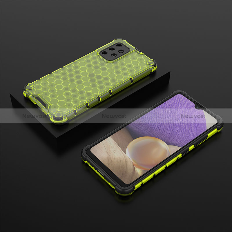 Silicone Transparent Frame Case Cover 360 Degrees AM2 for Samsung Galaxy A32 4G Green