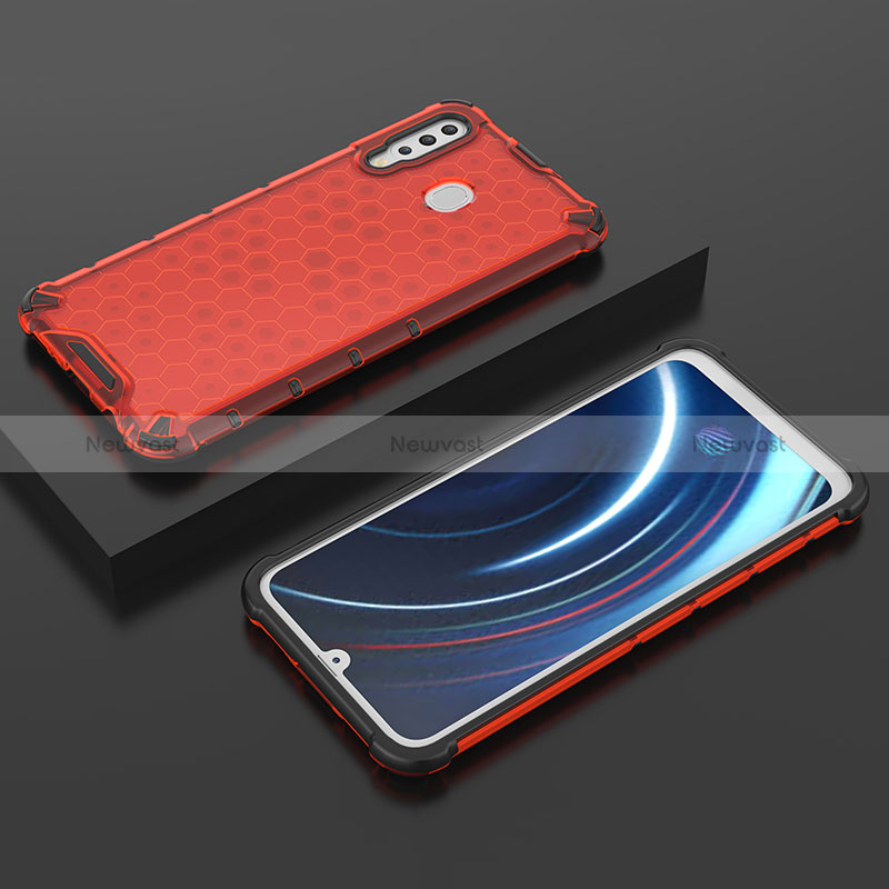 Silicone Transparent Frame Case Cover 360 Degrees AM2 for Samsung Galaxy A40s Red