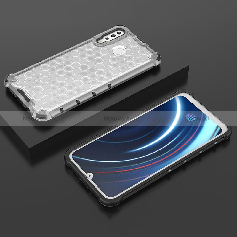 Silicone Transparent Frame Case Cover 360 Degrees AM2 for Samsung Galaxy A40s White